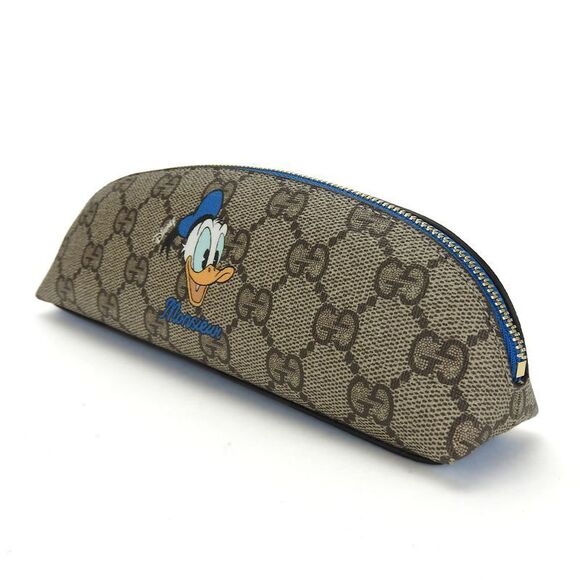 Gucci Pen Case 662129 GG Supreme PVC Beige Blue Gold Hardware Donald Duck - Picture 2 of 9